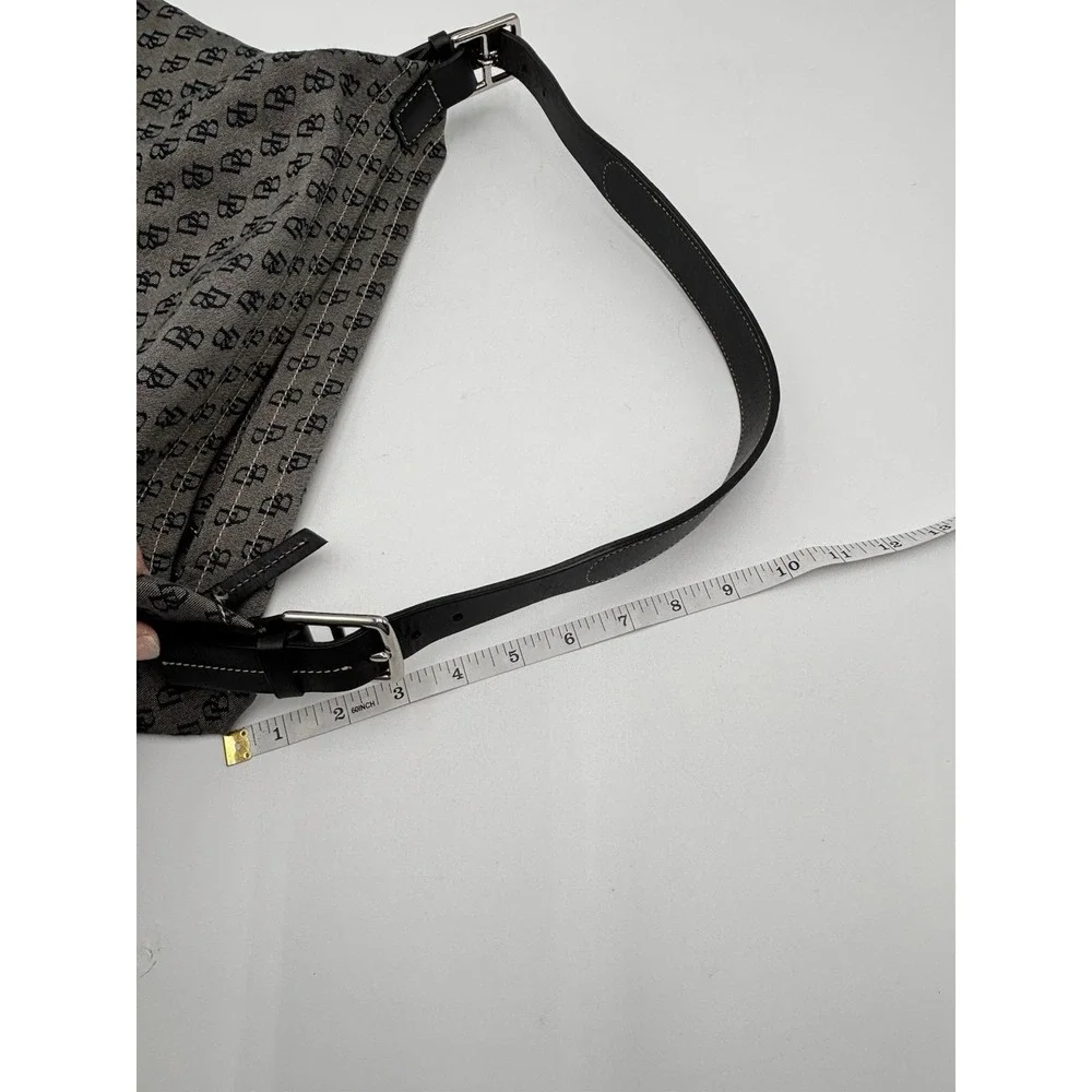 Dooney & Bourke DB Monogram Jacquard Hobo Shoulder Bag Black Leather Y2K
